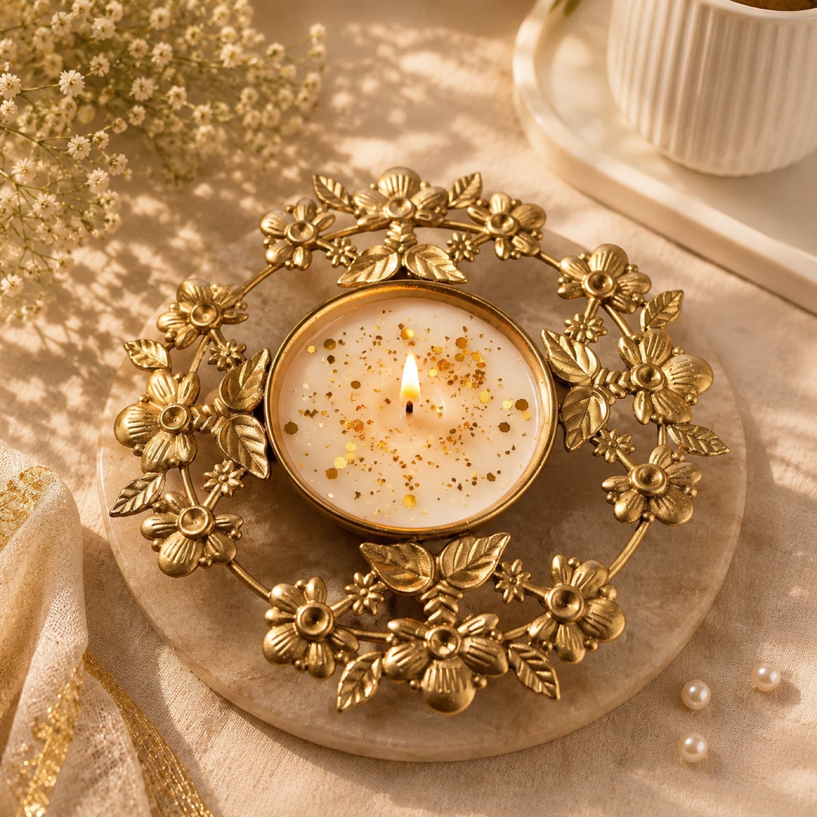 Floral Ring Urli Tealight Holder
