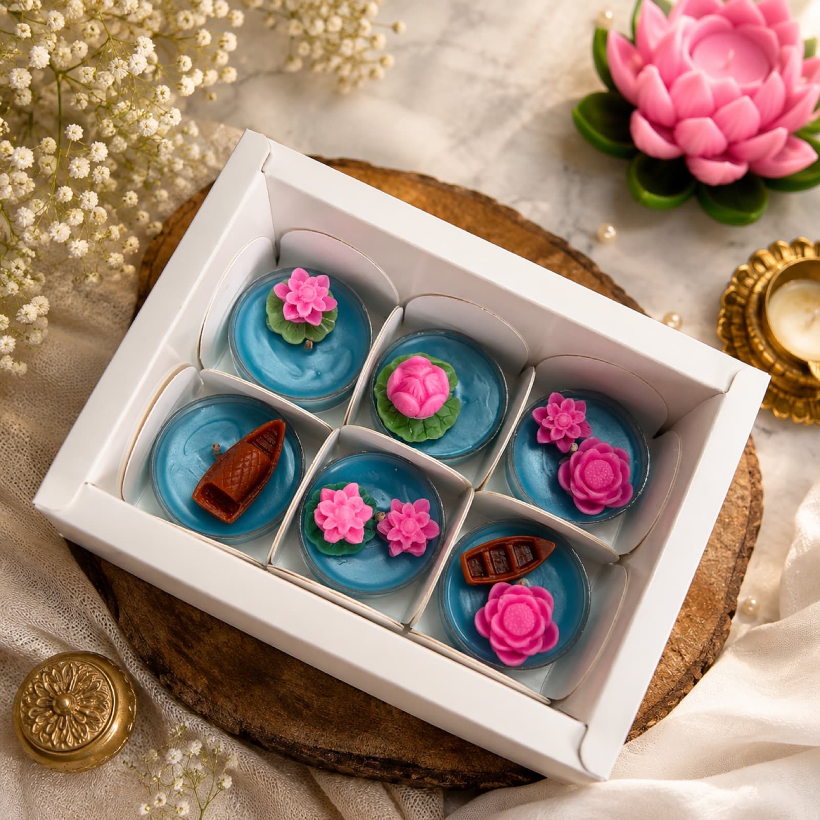 Lotus Boat Tealight Box