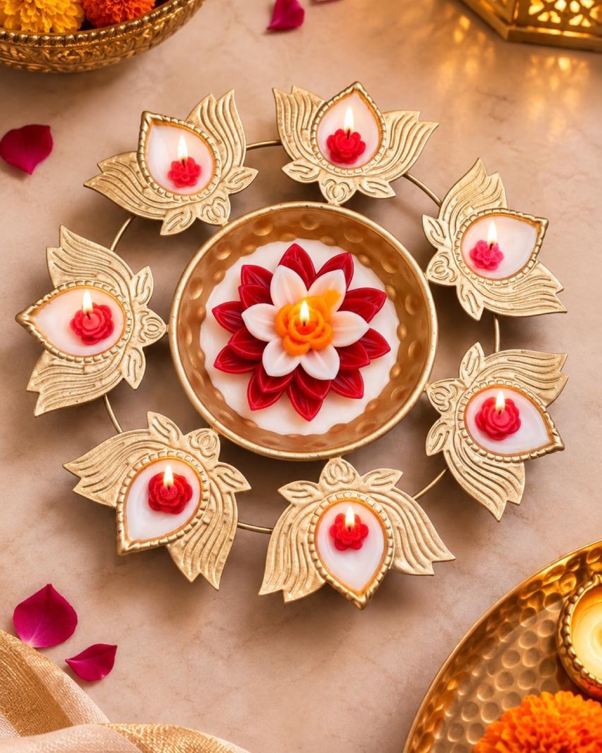 Lotus Rangoli Urli Set